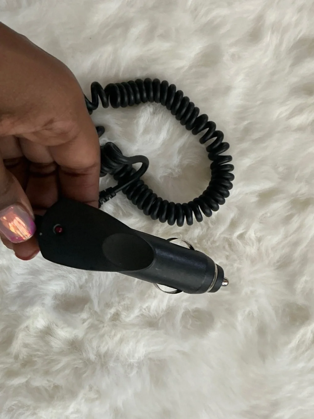 Black Coiled Car Charger with Micro-USB Cable